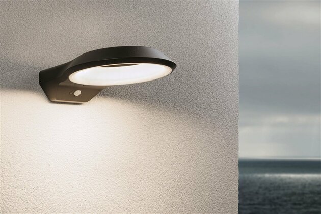 PAULMANN LED venkovní nástěnné svítidlo Anela pohybové čidlo IP44 245x309mm 3000K 12,5W 230V antracit hliník