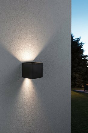 PAULMANN domovní LED venkovní nástěnné svítidlo Smart Home Zigbee Cybo IP44 hranaté 100x100mm RGBW 2x2,5W 230V antracit hliník 948.47