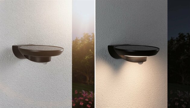 PAULMANN Solární LED venkovní nástěnné svítidlo Bordola pohybové čidlo IP44 180x211mm 3000K 3,5W antracit umělá hmota