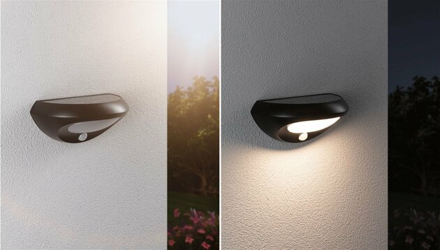 PAULMANN Solární LED venkovní nástěnné svítidlo Sorova pohybové čidlo IP44 230x125mm 3000K 3,5W antracit umělá hmota