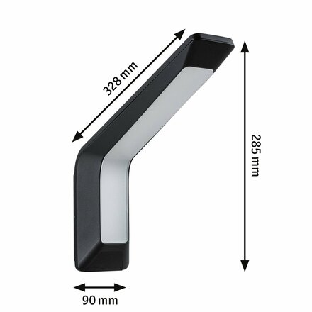 PAULMANN LED venkovní nástěnné svítidlo Merano pohybové čidlo HF senzor IP44 90x328mm 3000K 14W 230V antracit hliník