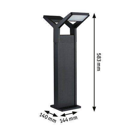 PAULMANN LED stojací svítidlo Juntea IP44 585mm 3000K 2x12,5W 230V antracit hliník