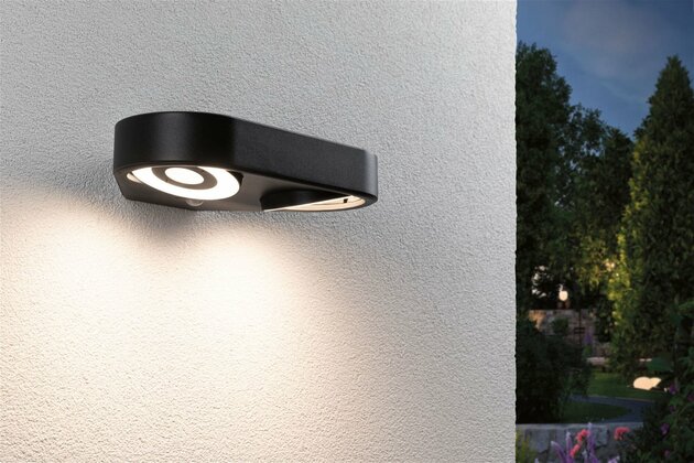 PAULMANN LED venkovní nástěnné svítidlo Silma pohybové čidlo dva světelné zdroje IP44 280x176mm 3000K 2x5,5 / 2x0,7W 230V antracit hliník