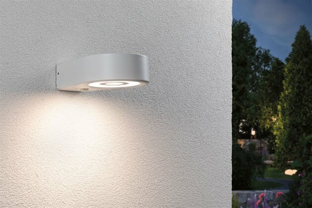 PAULMANN LED venkovní nástěnné svítidlo Silma pohybové čidlo IP44 65x186mm 3000K 5,5 / 1x0,7W 230V bílá hliník