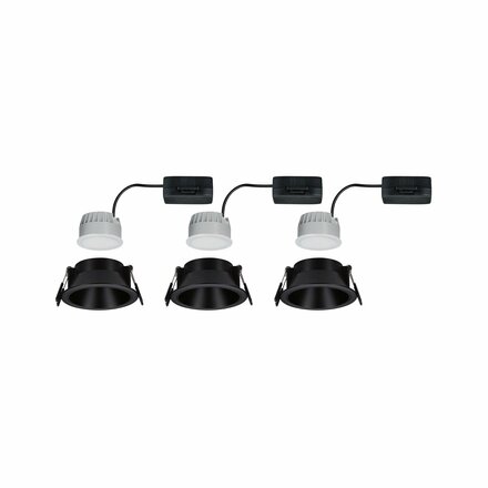 PAULMANN LED vestavné svítidlo 3-krokové-stmívatelné Cole Coin základní sada 3ks sada IP44 kruhové 88mm Coin 3x6W 230V 2700K černá