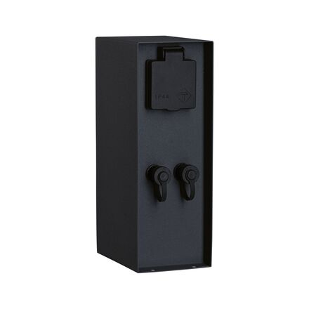 PAULMANN Plug & Shine sloupek se zásuvkami Rio vč. trafa IP44 antracit