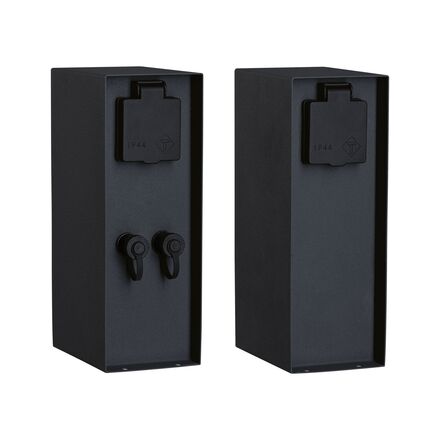 PAULMANN Plug & Shine sloupek se zásuvkami Rio vč. trafa IP44 antracit