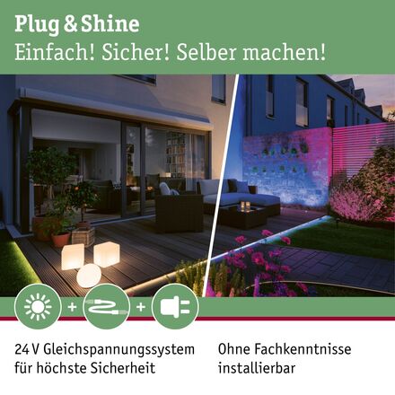PAULMANN Plug & Shine sloupek se zásuvkami Rio vč. trafa IP44 antracit
