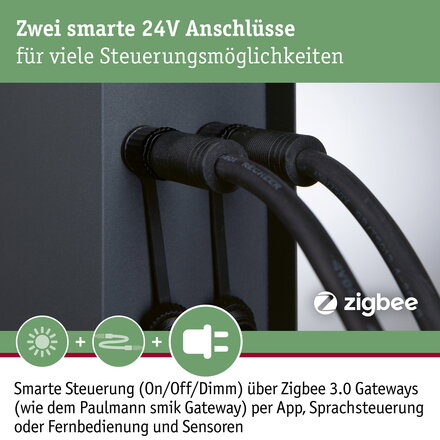 PAULMANN Plug & Shine sloupek se zásuvkami Rio vč. trafa IP44 antracit