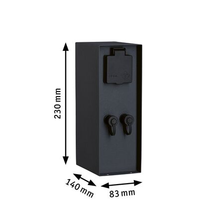 PAULMANN Plug & Shine sloupek se zásuvkami Rio vč. trafa IP44 antracit