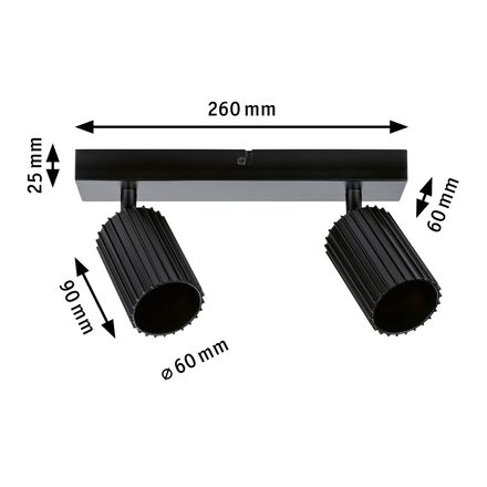 PAULMANN Spotlight Lirena GU10 max. 2x10W černá mat kov