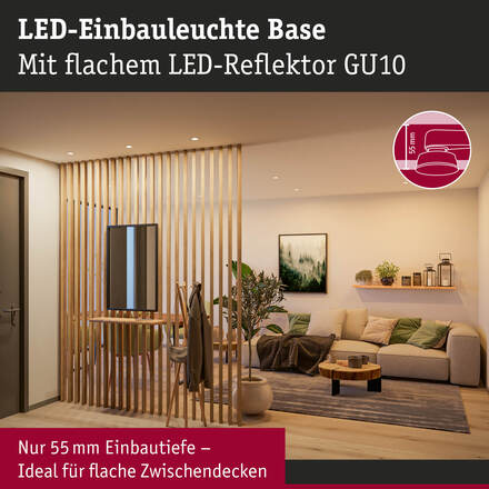 PAULMANN LED vestavné svítidlo Base GU10 Flat výklopné 4W 230V 2700K bílá