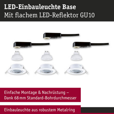 PAULMANN LED vestavné svítidlo Base GU10 Flat výklopné 3x4W 230V 2700K bílá