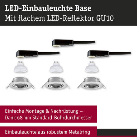 PAULMANN LED vestavné svítidlo Base GU10 Flat výklopné 3x4W 230V 2700K kov kartáčovaný
