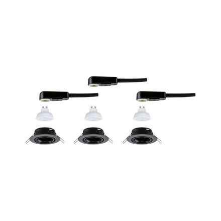PAULMANN LED vestavné svítidlo Base GU10 Flat výklopné 3x4W 230V 2700K černá mat