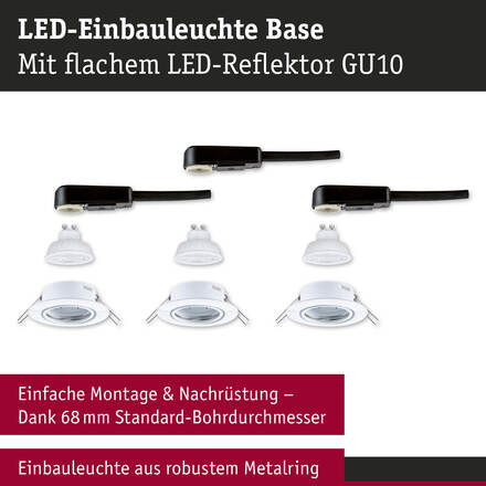 PAULMANN LED vestavné svítidlo Base GU10 Flat výklopné 3x4,9W 230V stmívatelné 2700K bílá