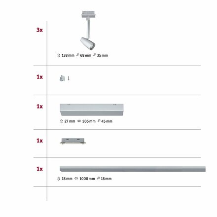 Paulmann URail Set Barelli chrom mat bez zdroje světla, max. 10W GU10 954.59 P 95459