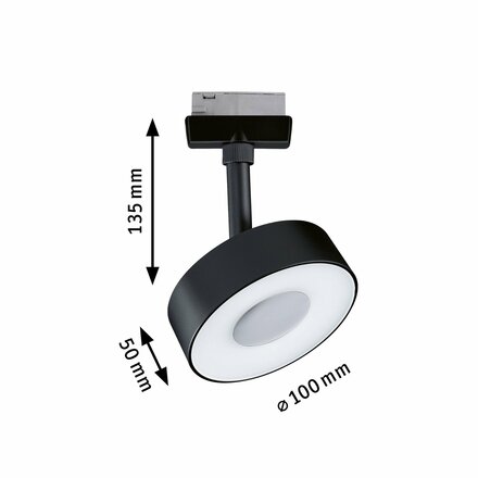 PAULMANN URail LED lištový spot 3-krokové-stmívatelné Circle 5W 3000K stmívatelné 230V černá mat 955.89