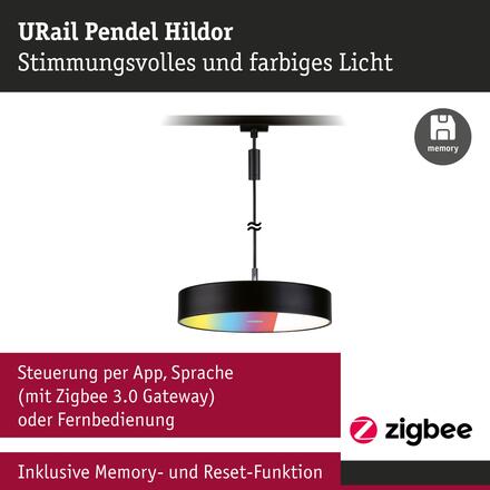 PAULMANN URail závěs Smart Home Zigbee 3.0 Hildor RGBW 10W RGBW+ stmívatelné 230V černá mat