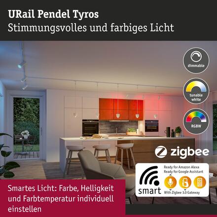 PAULMANN URail závěs Smart Home Zigbee 3.0 Tyros RGBW 4,5W RGBW+ stmívatelné 230V bílá
