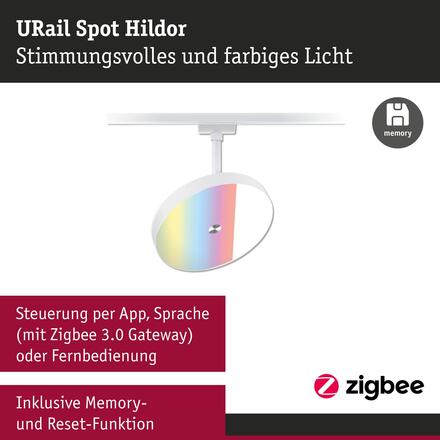 PAULMANN URail lištový spot Smart Home Zigbee 3.0 Hildor RGBW 7,5W RGBW+ stmívatelné 230V bílá