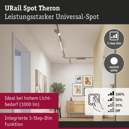 PAULMANN URail lištový spot Theron spot 11W 4000K stmívatelné 230V matný chrom