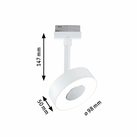 PAULMANN URail LED lištový spot 3-krokové-stmívatelné Circle spot 5W 3000K stmívatelné 230V bílá