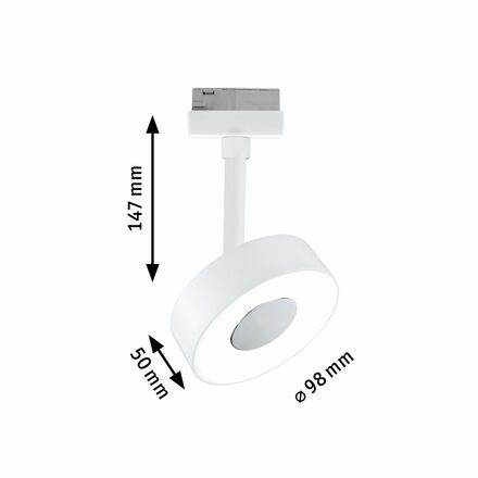 PAULMANN URail LED lištový spot 3-krokové-stmívatelné Circle spot 5W 4000K stmívatelné 230V bílá