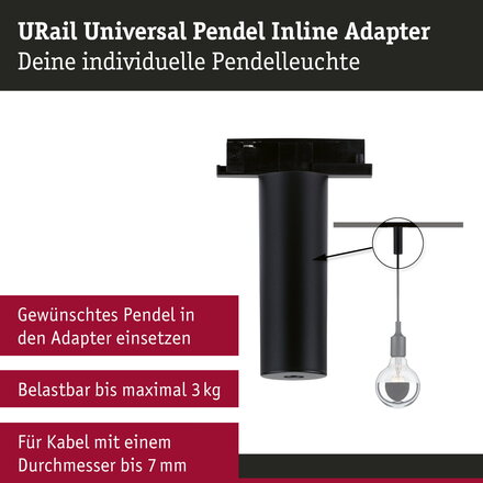 PAULMANN URail univerzální adaptér pro závěs max. 50W 230V černá mat