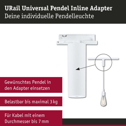 PAULMANN URail univerzální adaptér pro závěs max. 50W 230V bílá