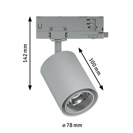 PAULMANN ProRail3 LED lištový spot Kratos 50° 18,5W 4000K 230V stříbrná