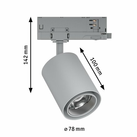 PAULMANN ProRail3 LED lištový spot Kratos 50° 9W 3000K 230V stříbrná