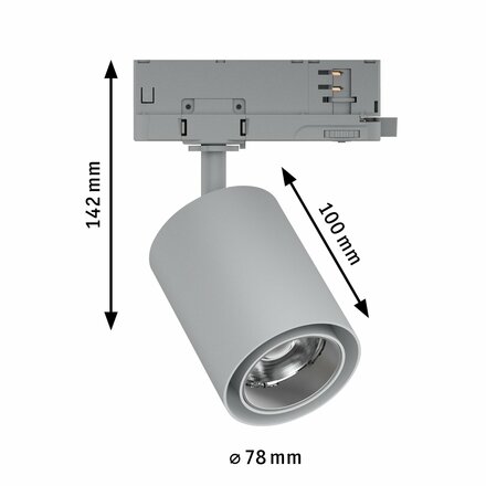 PAULMANN ProRail3 LED lištový spot Kratos 36° 9W 4000K 230V stříbrná