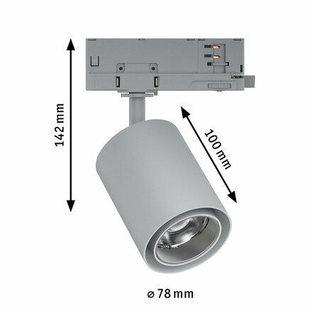 PAULMANN ProRail3 LED lištový spot Kratos 36° 25W 3000K 230V stříbrná