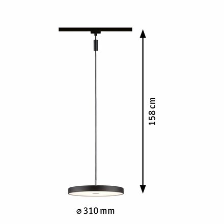 PAULMANN URail LED závěs Hildor 15W 3000K stmívatelné 230V černá mat