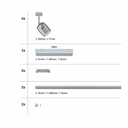 PAULMANN URail sada Blossom Rauch matný chrom bez zdroje světla max. 4x10W G10 968.99 P 96899