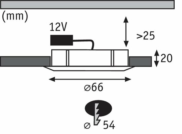 Paulmann Zápustné svítidlo do nábytku, ochranné sklo, max.20W 12V G4 66mm 984.49 P 98449