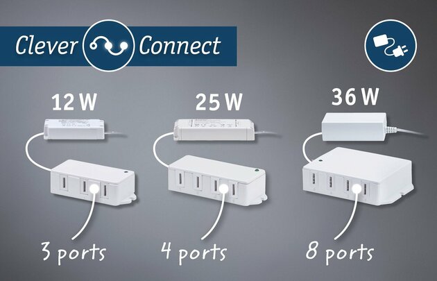 PAULMANN Clever Connect trafo max. 12W 12V DC včetně 3-násobného rozbočovače bílá 999.46