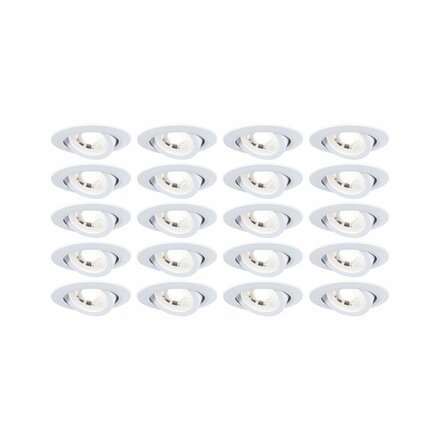 PAULMANN LED vestavné svítidlo 20ks-sada výklopné kruhové 82mm 70° 20x4,8W 230V 3000K bílá mat