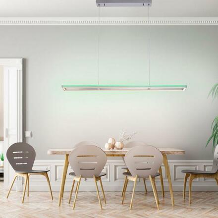 PAUL NEUHAUS LED závěsné svítidlo, barva hliník, dálkový ovladač, RGB, CCT, paměť 2700-5000K