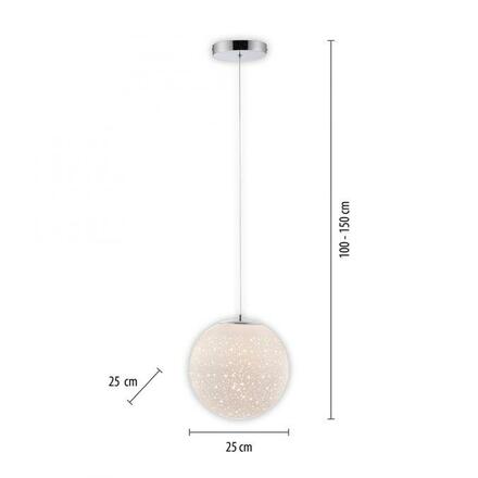 PAUL NEUHAUS LED závěsné svítidlo chrom s bílým opálovým sklem 25cm nastavitelná výška 3000K PN 2052-17