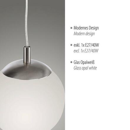 PAUL NEUHAUS závěsné svítidlo matné opálové sklo 20cm IP20 do interiéru PN 2072-55