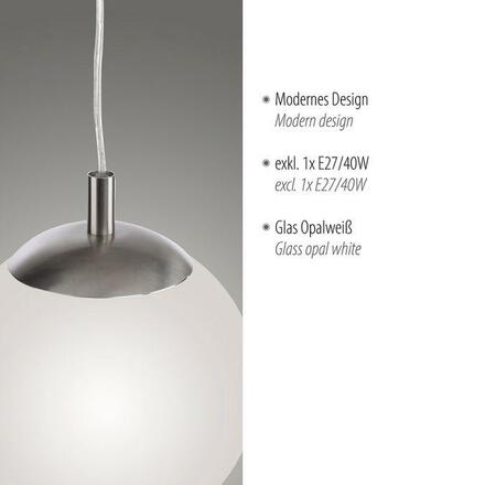 PAUL NEUHAUS závěsné svítidlo matné opálové sklo 25cm IP20 do interiéru PN 2073-55