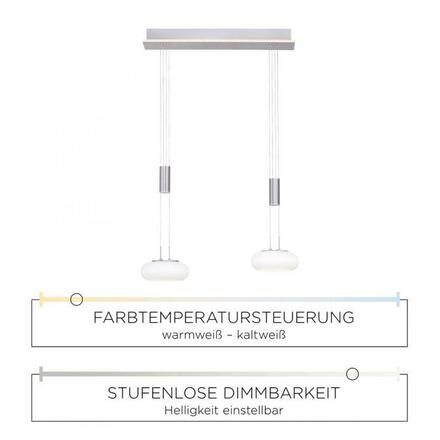 PAUL NEUHAUS, Q-ETIENNE, LED závěsné svítidlo ocel, Smart Home ZigBee 2700-5000K 2076-55