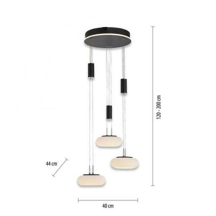 PAUL NEUHAUS Q ETIENNE závěsné svítidlo Smart Home, černá, kruhové, 3 ramenné ZigBee 2700-5000K