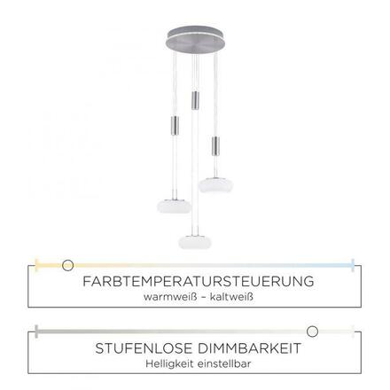 PAUL NEUHAUS, Q-ETIENNE, LED závěsné svítidlo ocel, Smart Home ZigBee 2700-5000K 2078-55