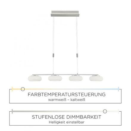 PAUL NEUHAUS, Q-ETIENNE, LED závěsné svítidlo ocel, Smart Home ZigBee 2700-5000K 2079-55