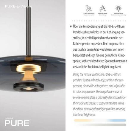 PAUL NEUHAUS Závěsné svítidlo PURE E-Vitrum šedá elektrické 2700-5000K PN 2084-15