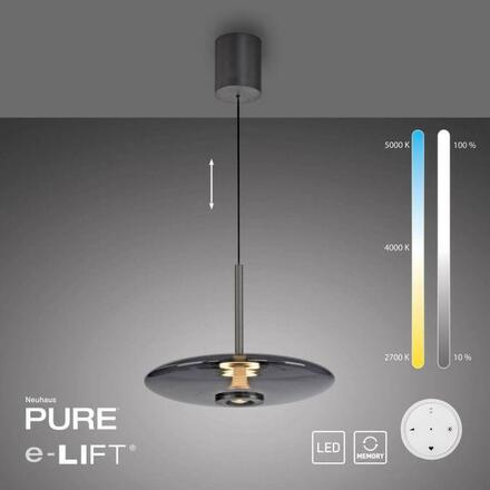 PAUL NEUHAUS Závěsné svítidlo PURE E-Vitrum šedá elektrické 2700-5000K PN 2084-15