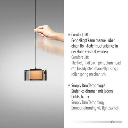 PAUL NEUHAUS Závěsné svítidlo LED RIKA 3 ramenné černá nastavitelná výška Comfort Lift SimplyDim 3000K PN 2113-18